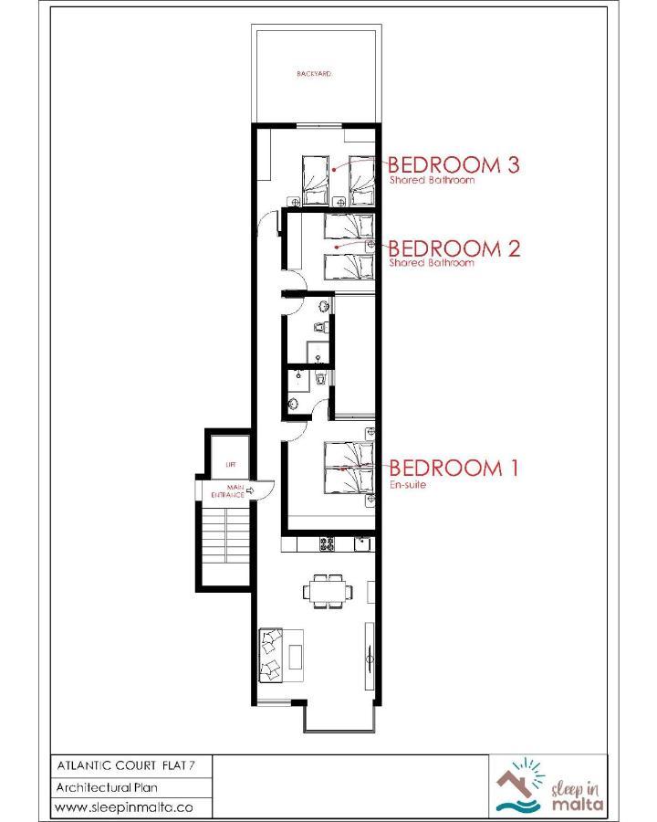 F7 Room 2, Private Bedroom Two Single Beds Shared Bathroom In Shared Flat Msida Eksteriør billede